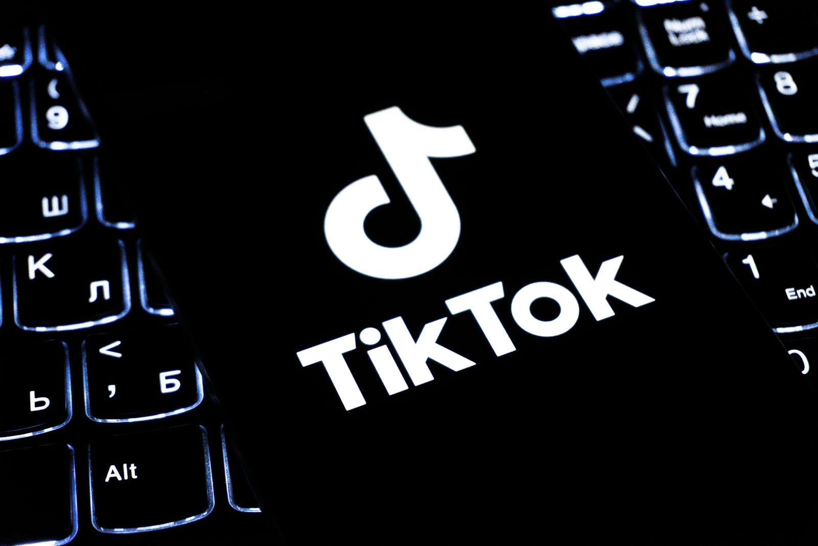 Tiktok logo on a backlit keyboard